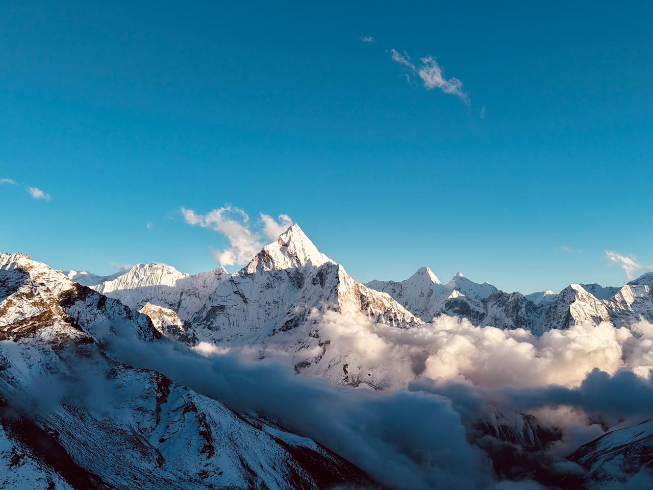 US Embassy’s Public Affairs Chief Mike Harker, Heli Everest Captain Pastenji Sherpa scale Lobuche East Peak